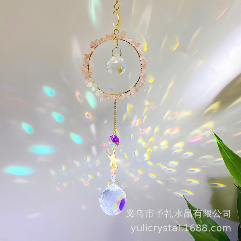 Wholesale Sun Catcher Hollow Natural Crystal Gravel Wind Chime Decorative Pendant